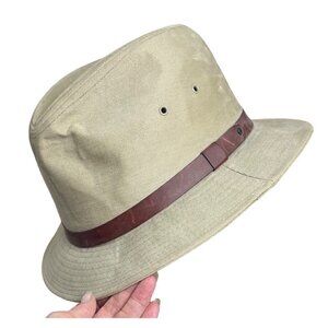 Eddie Bauer men’s Fedora khaki hat/ leather trim